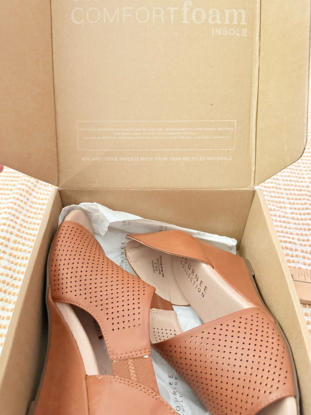 Journee Collection Aretha Open-Toe Wedge Sandals in Cognac - Picture 2 of 10